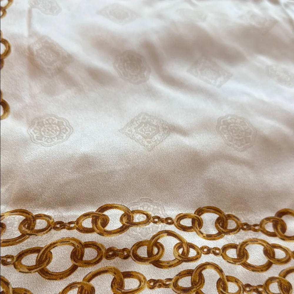 Authentic CHANEL Elegant Silk Red and Gold Scarf
